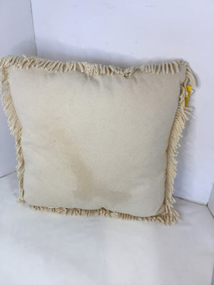 Cream Cotton Crewel Pillow