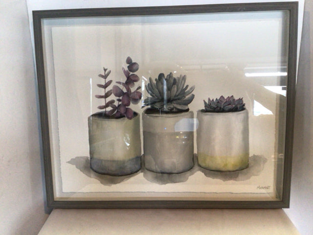 Purple/White Succulent Framed Art