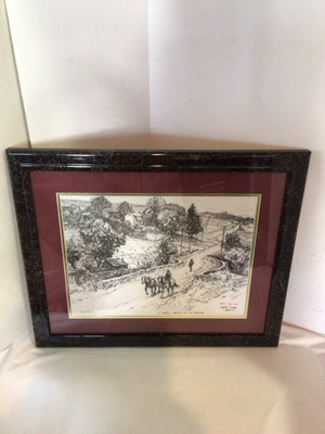 Signed Black/White Country Side Framed Art