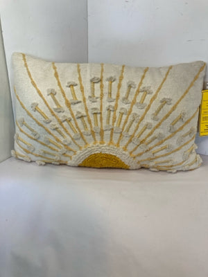 Cream/Yellow Cotton Embroidered Sun Pillow