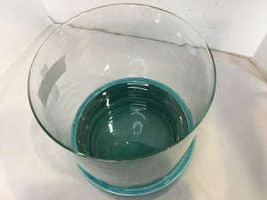 Aqua/Cream Ceramic Cylinder Candle Holder