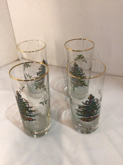 Spode Christmas Clear Glass Highball Glasses