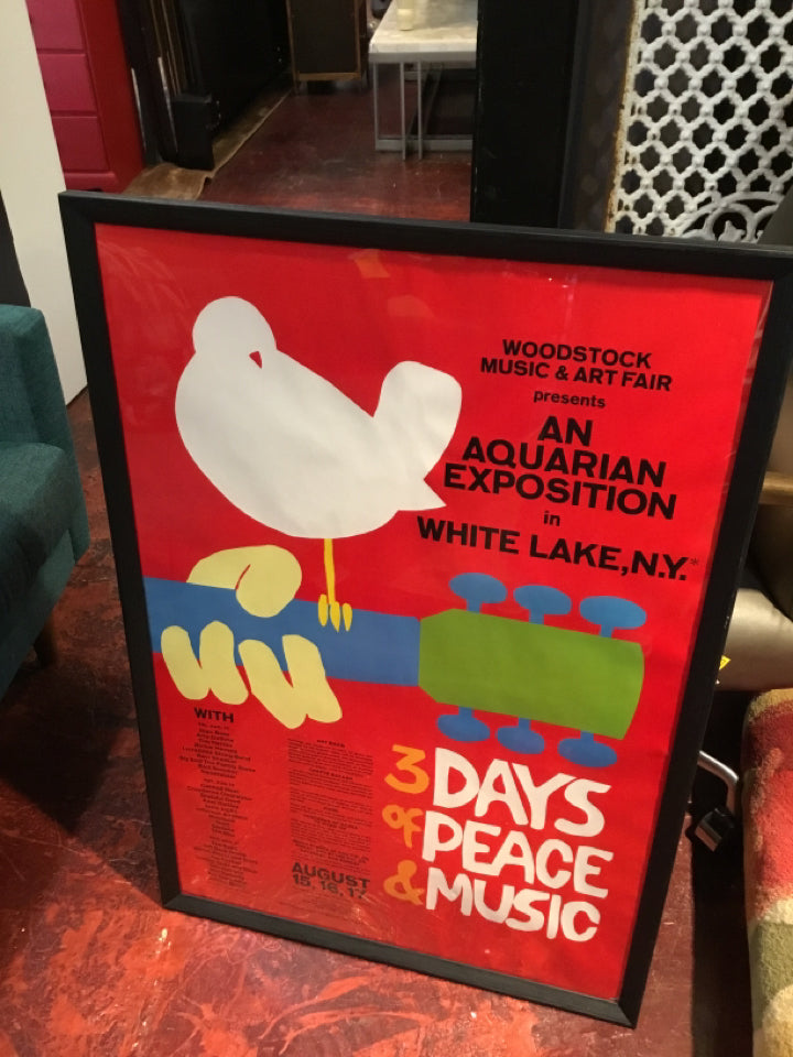 Woodstock Red/white Birds Framed Art