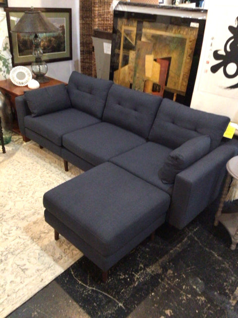Burrow Polyester W/Ottoman Blue Sofa/Couch