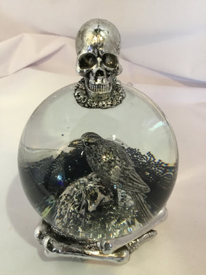 Snow Globe Silver Skull Holiday Item