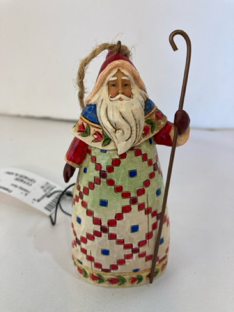 Jim Shore Ornament Multi-Color Wood Santa w/Cane Holiday Item