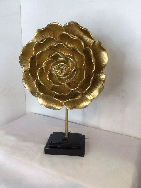 Gold/Black Resin Flower Sculpture