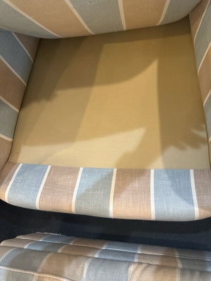 Polyester Striped Tan/Blue Chair & Ottoman