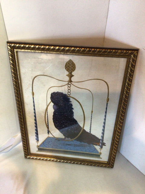 Blue/Gold Bird Framed Art
