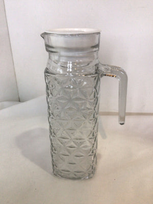 Vintage Clear Glass Lidded Pitcher