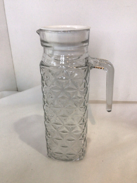 Vintage Clear Glass Lidded Pitcher