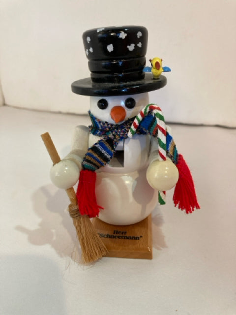 Christmas White/Black Wood Snowman Nutcracker Holiday Item