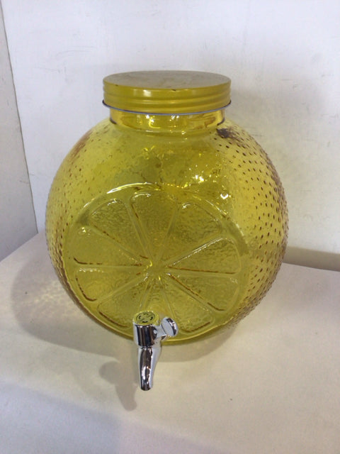 Yellow Glass Lemon Beverage Dispenser