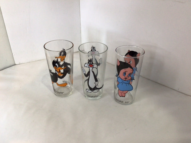Set of 3 Glass Looney Tunes Glasses