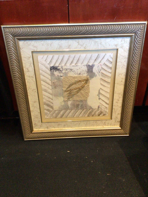 Modern White/Gold Paper Framed Art