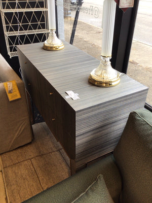 Wood Striped Console Gray Table