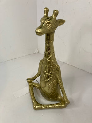 Gold Metal Yoga Giraffe Figurine