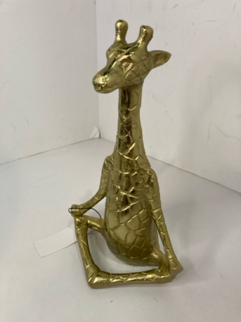 Gold Metal Yoga Giraffe Figurine