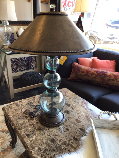 Clear/Brown Metal/Glass Lamp