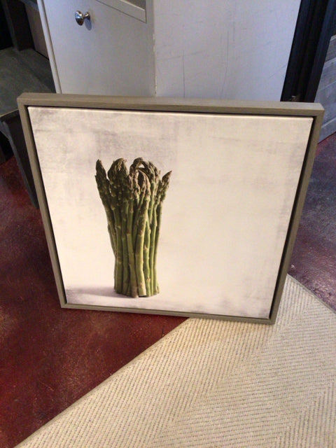 White/Green Canvas Asparagus Framed Art