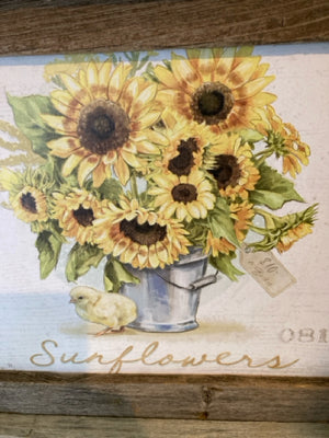 Rustic Cream/Yellow Wood Framed Sunflowers Words Framed Art