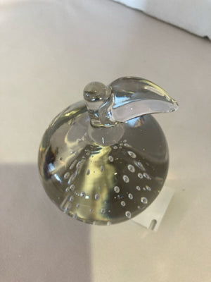 Clear Glass Apple Paperweight