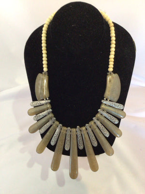 Acrylic Taupe Glass Beads Necklace