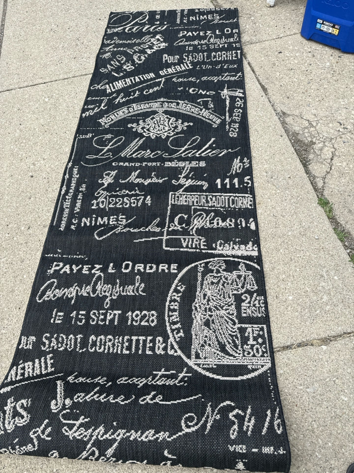 Runner Outdoor/Outside Words Black/Tan Rug