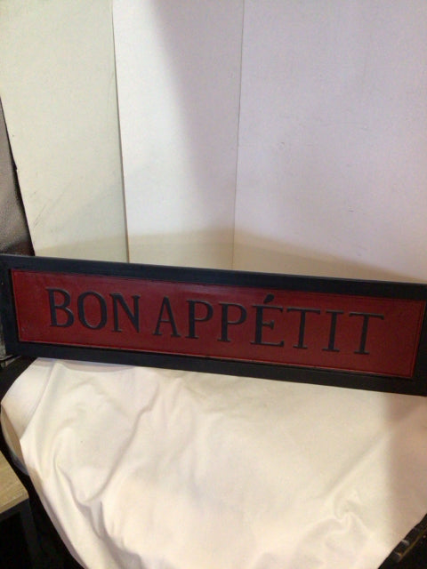 Sign Metal Bon Appetit Black/Red Wall Decoration Art