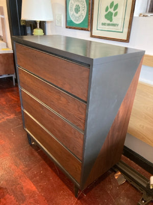 Mid-Century Wood Dresser Night Stand Black/Brown Bedroom Set