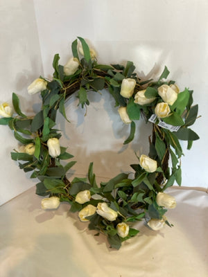 White/Green Roses Wreath