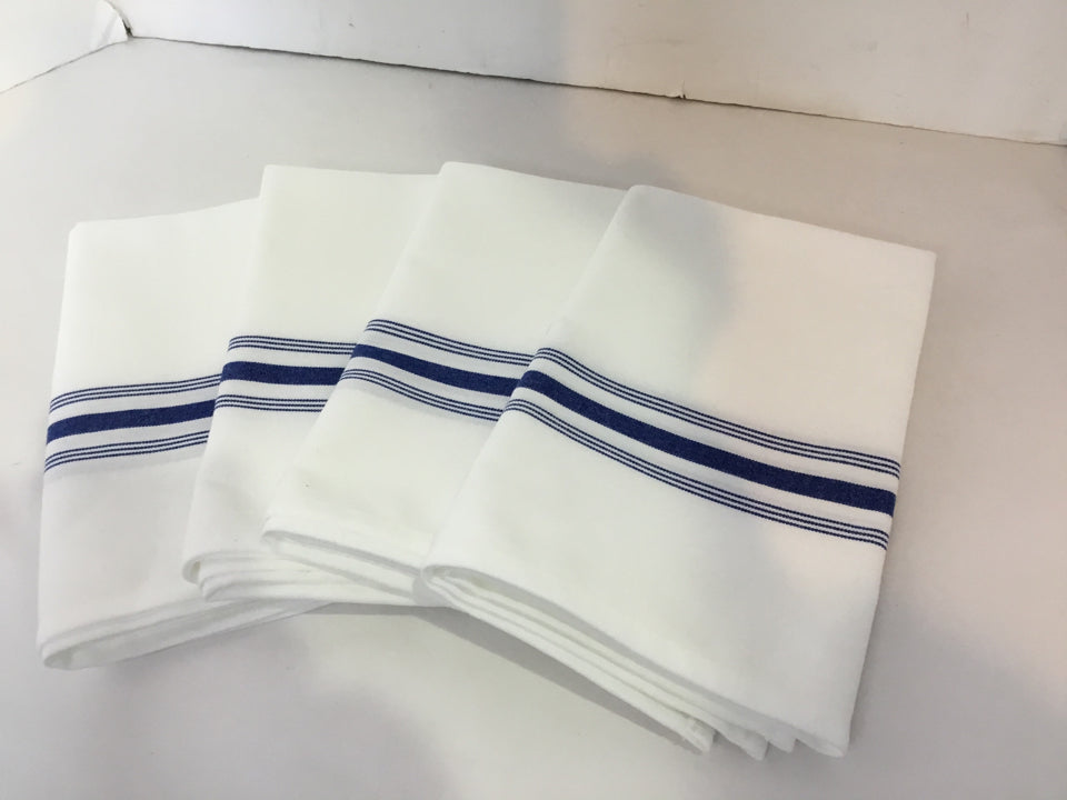 Set of 4 White/Blue Stripe Napkins