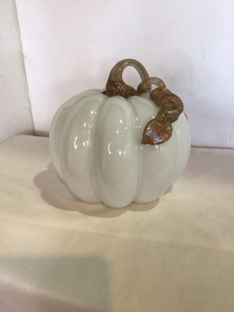 Fall White Glass Pumpkin Holiday Item