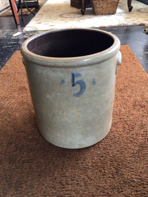 Vintage Brown Ceramic Crock