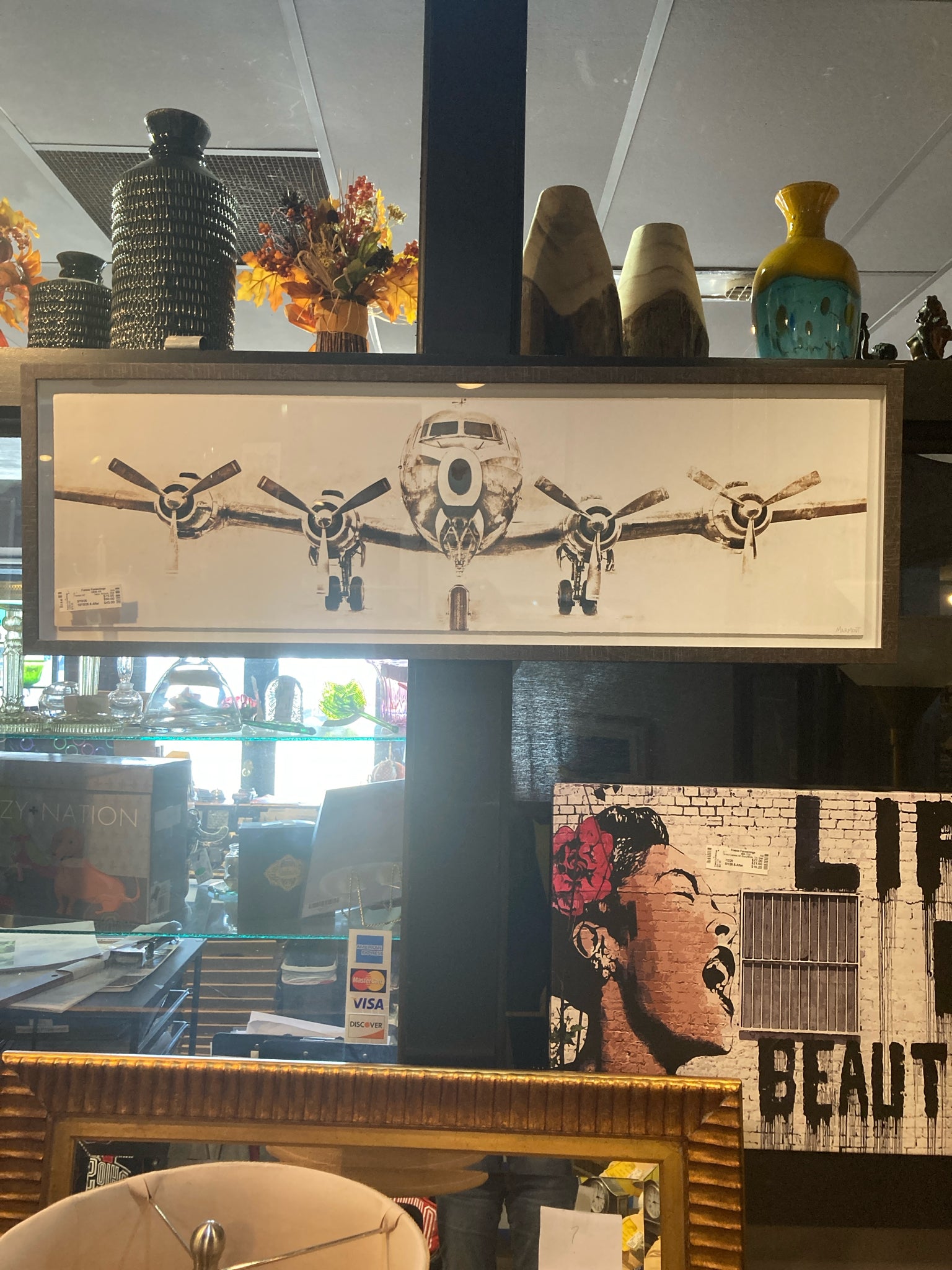 Sepia Airplane Framed Art