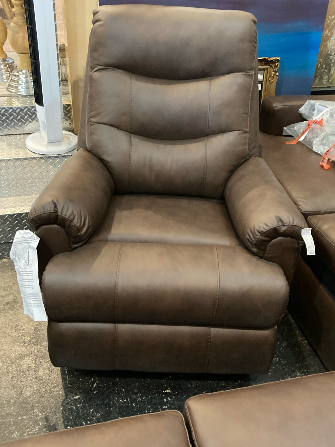 Ashley Swivel Leather Glider Brown Recliner