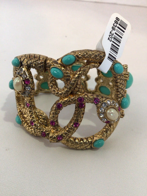 Gold Snake Rhinestone Bracelet