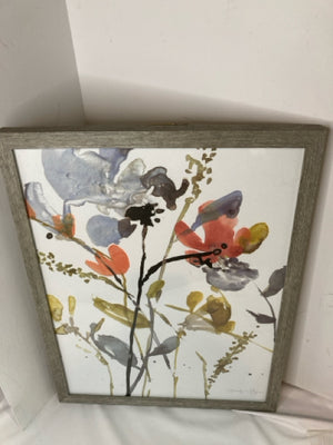 Print Gray/Olive Floral Framed Art