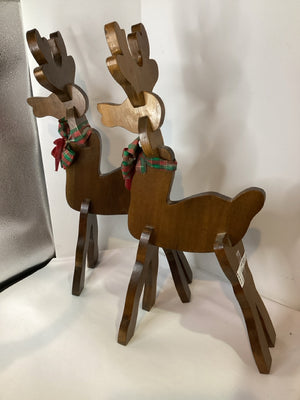 Pair Brown Wood Reindeer Holiday Item