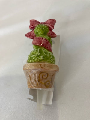 Nora Fleming Christmas Green/Red Ceramic Topiary Misc