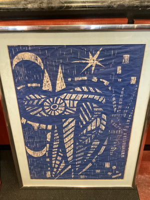 Print Blue/White Star Framed Art