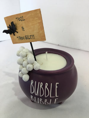 Rae Dunn Halloween Purple/White Ceramic Candle Holiday Item