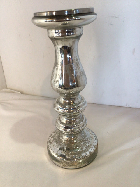 Mercury Glass Pillar Candlestick