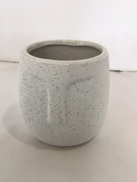 Textured White Ceramic Face Planter