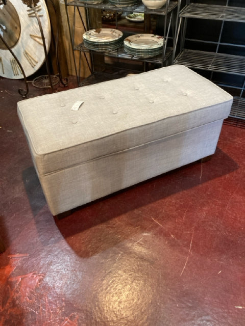 Storage Upholstered Tufted Gray Bench
