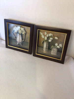 Shadow Box Gray/White 3 Dimensional Flowers Framed Art