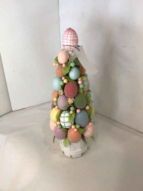 Easter Multi-Color Eggs In Basket Tree