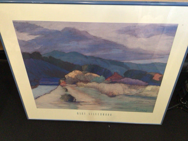 Signed Multi-Color Mountains Framed Art