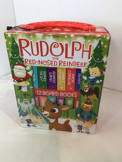 Book Multi-Color Cardboard Rudolph Set of 12 Holiday Item