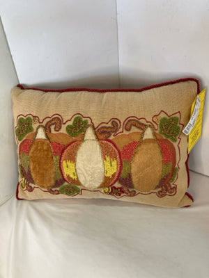 Fall Multi-Color Cotton Beaded Pumpkin Pillow